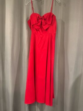 a new day Red Bow-Front Spaghetti Strap Midi Dress